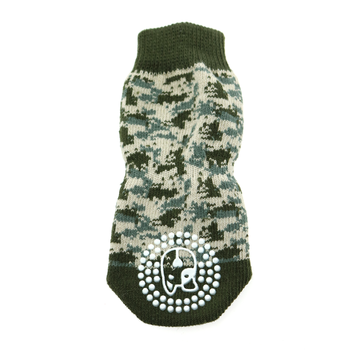 Doggie Design - Non-Skid Dog Socks Green Camo