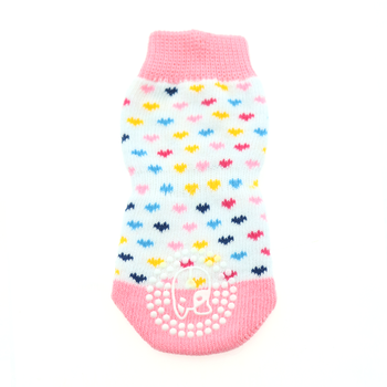 Doggie Design - Non-Skid Dog Socks Pink and White Hearts