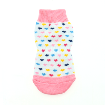 Doggie Design - Non-Skid Dog Socks Pink and White Hearts