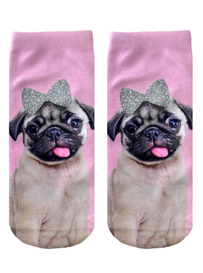 Living Royal - Pug with Bow Ankle Socks