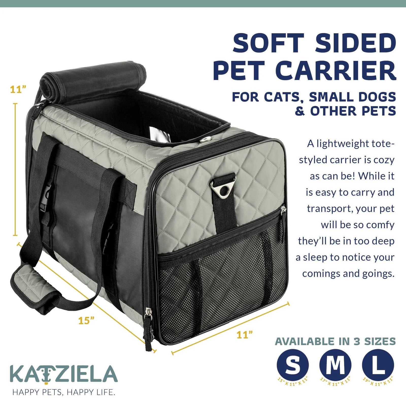 Airline Approved Quilted Companion Carrier Cat & Dog Gray