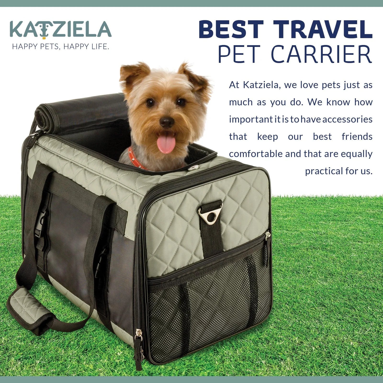 Airline Approved Quilted Companion Carrier Cat & Dog Gray