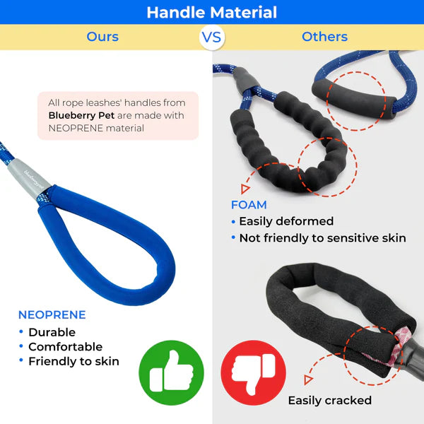 Neoprene Handle Rope Dog Leash in Diagonal Stripe