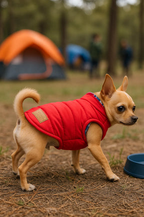 Parisian Pet - Dog Jacket Red w/ Plaid (Reversible)