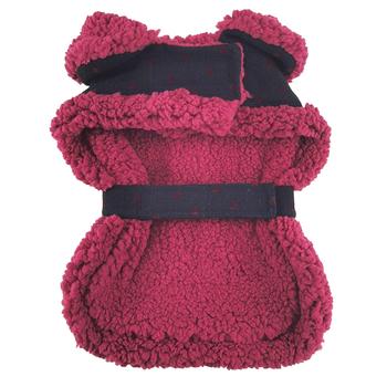 Doggie Design - Sherpa-Lined Dog Harness Coat Black & Burgandy