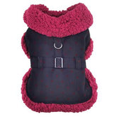 Doggie Design - Sherpa-Lined Dog Harness Coat Black & Burgandy