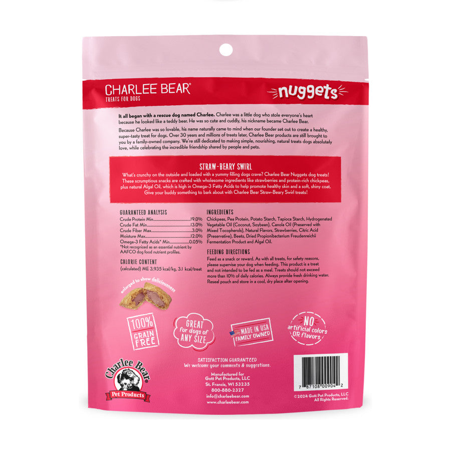 Central Pet Houston - Charlee Bear Nuggets Straw-Beary Swirl Treats For Dogs