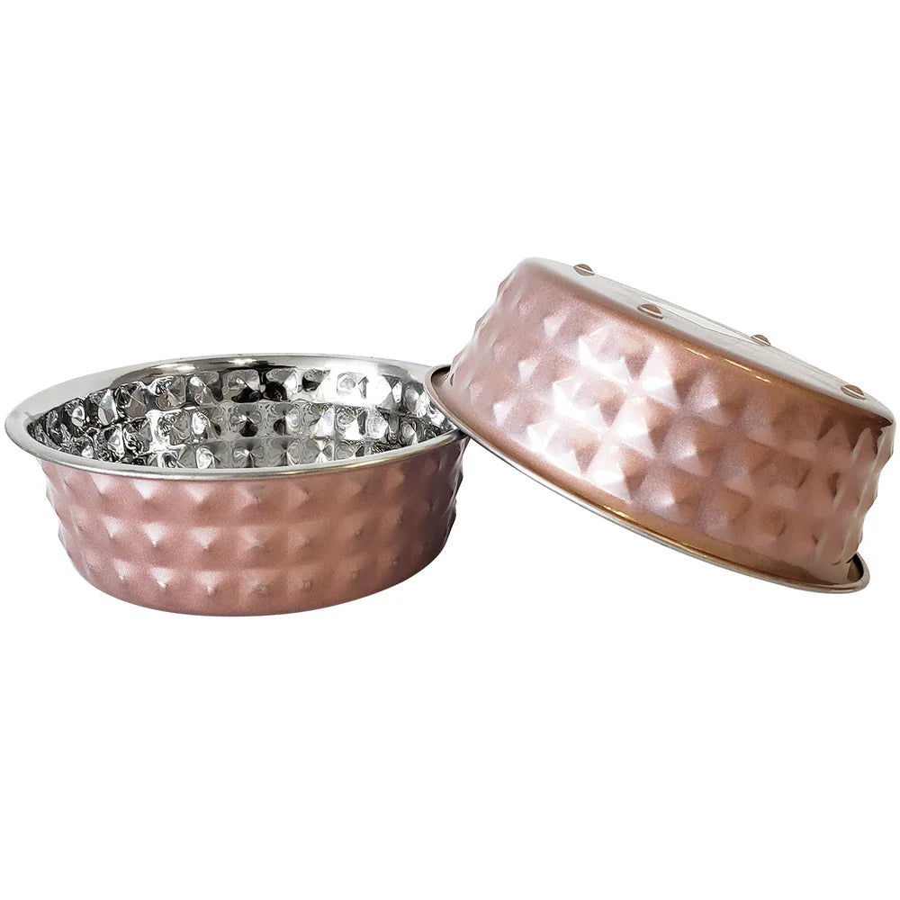 Jojo Modern Pets - Stainless Steel Diamond Textured Rose Quartz