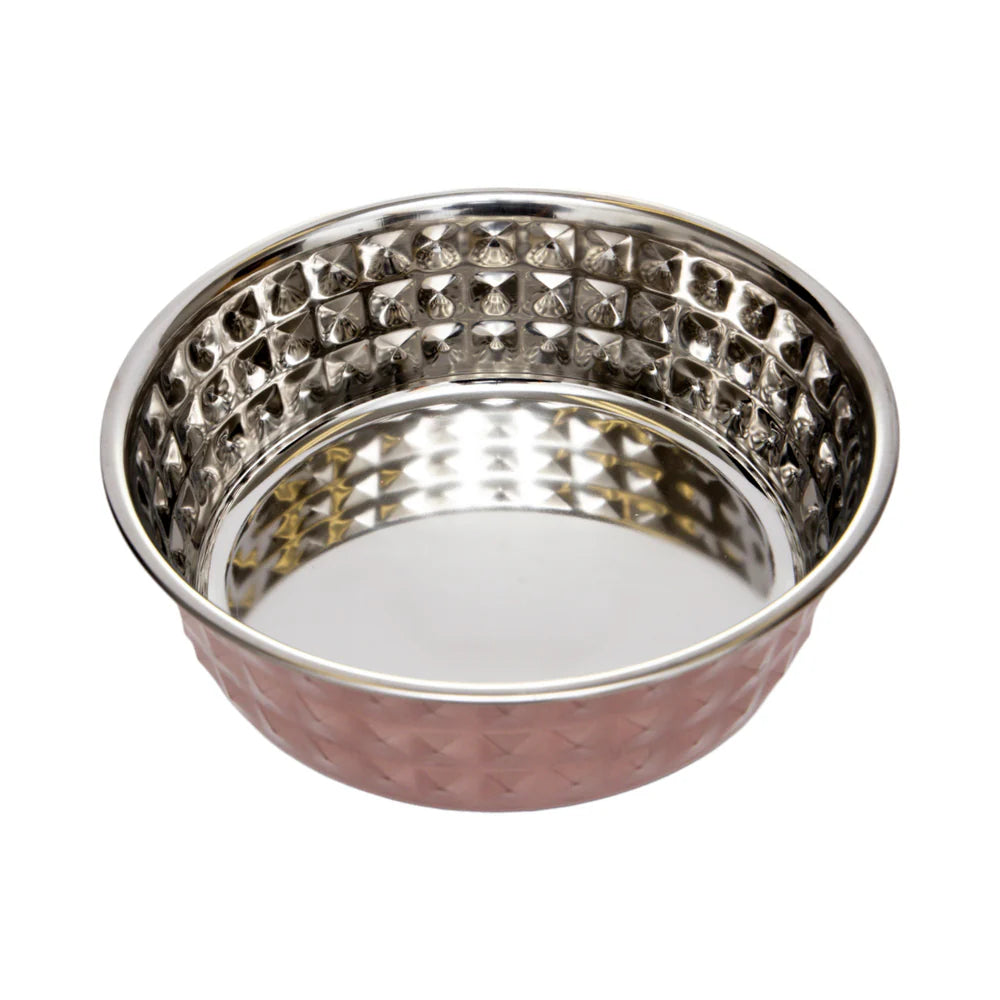 Jojo Modern Pets - Stainless Steel Diamond Textured Rose Quartz