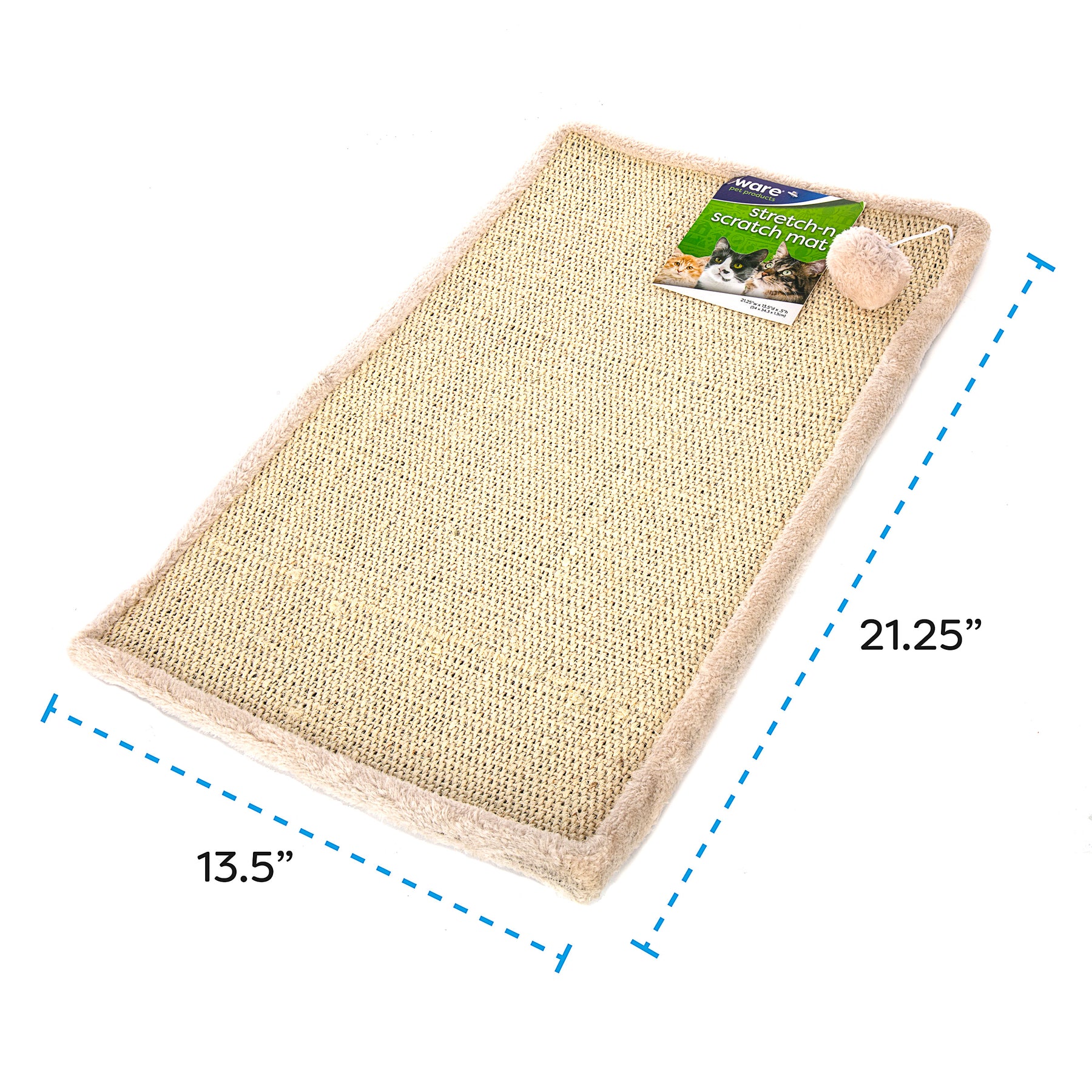 Scratch-N-Mat Sisal Scratching Surface, Toy & Rubber Backing