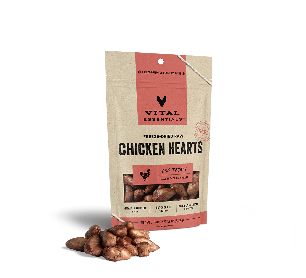 Vital Essentials - Chicken Hearts Freeze-Dried Raw Dog Treats