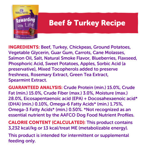 Wellness - Rewarding Life Treats Grain-Free Beef & Turkey Recipe Soft & Chewy Dog Treats