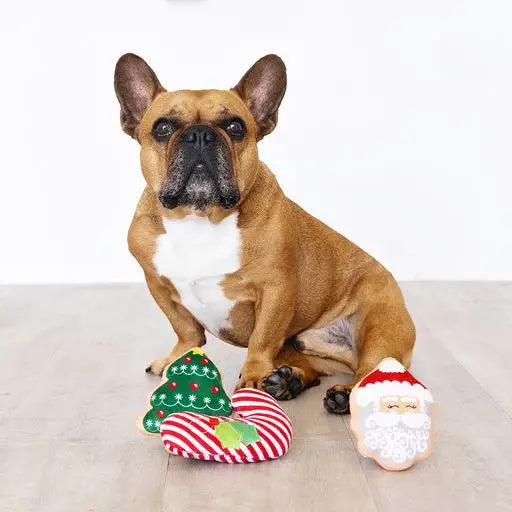 Dog Toy 3 pc Set Dear Santa for Small Dogs (Santa,Tree,Candy Cane)