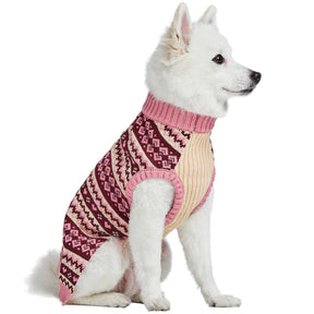 Dog Sweater Fair Isle Pullover Pink Heart Design