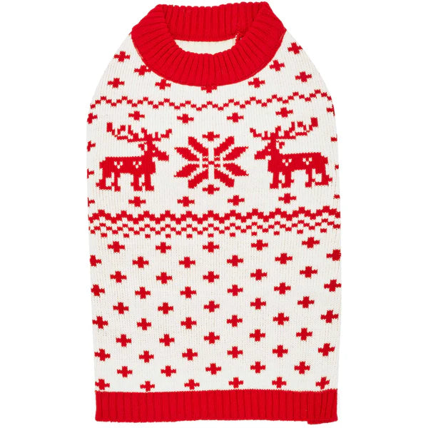 Blueberry Pet - Dog Sweater Reindeer and Snowflake