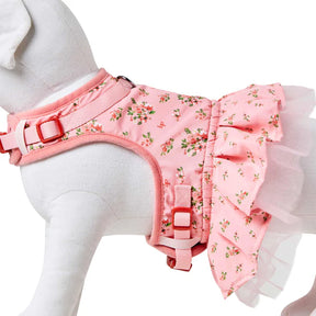 Blueberry Pet - Dog Harness Dress Floral Rose Pink