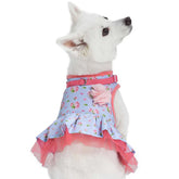 Blueberry Pet - Dog Harness Dress Floral Pastel Blue