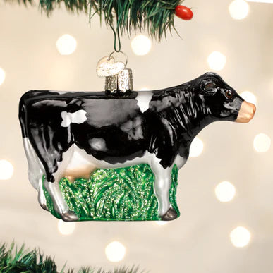 Old World Christmas - Ornament Glass Dairy Cow Black