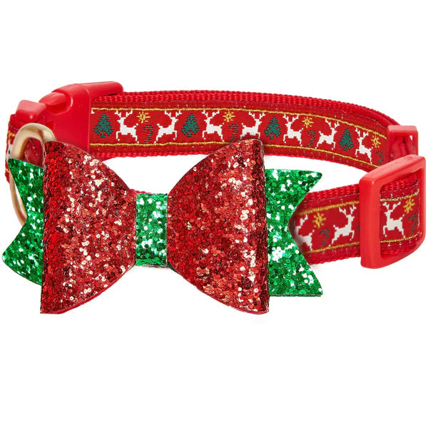 Reindeer Christmas Dog Collar with Blingy Décor