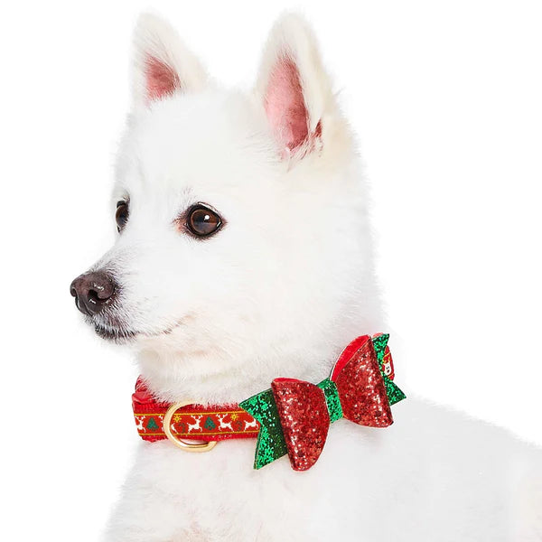 Reindeer Christmas Dog Collar with Blingy Décor