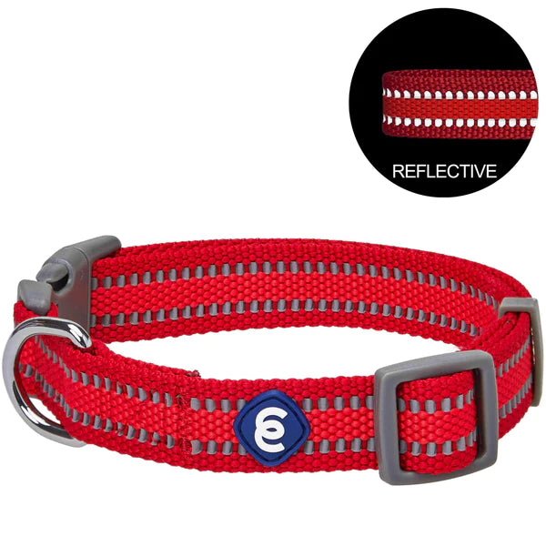 Blueberry Pet - Dog Collar Reflective Back To Basics Rogue Red