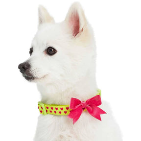 Blueberry Pet - Dog Collar Green Heart Flocking & Bow Tie