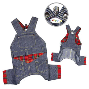 Klippo Adorable Stripy Denim Overall with Plaid Accents