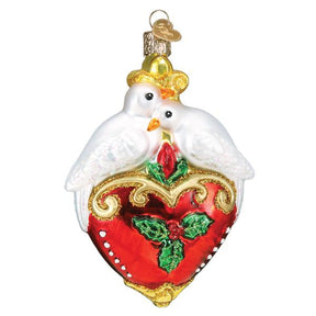 Old World Christmas - Ornament Glass Two Turtle Doves