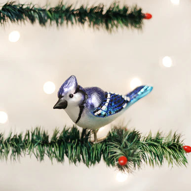 Old World Christmas - Bright Blue Jay Clip-On Ornament