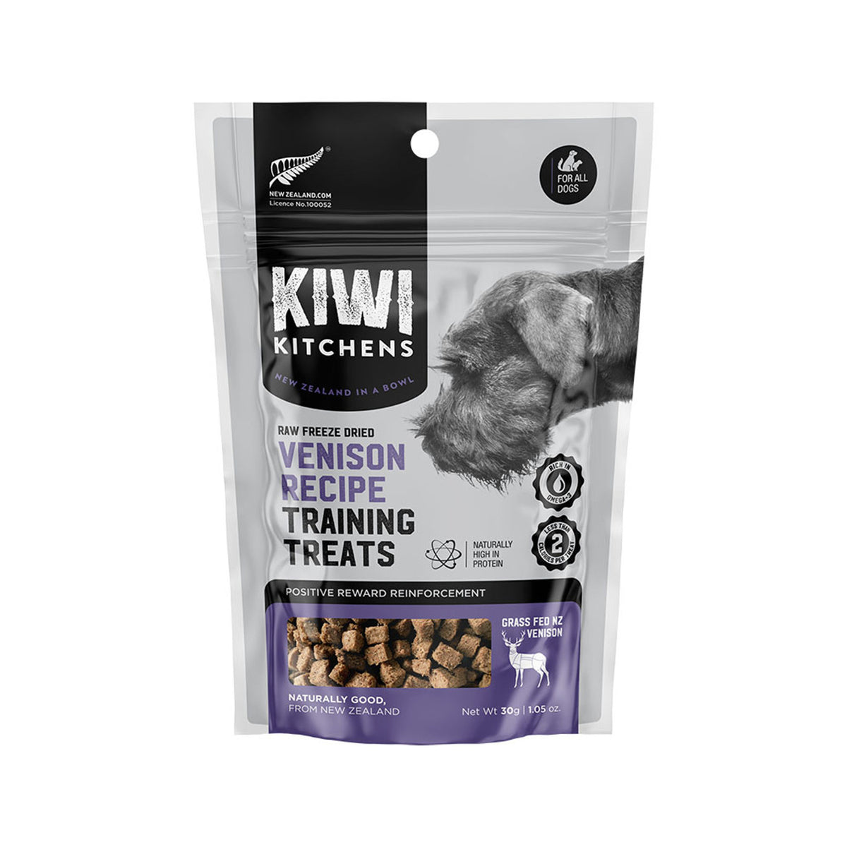 Kiwi Kitchens Venison Recipe Training Treats W/ Organ Meat Grass Fed Raw Freeze Dried