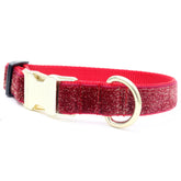 Mimi Green - Dog Collar Red Glitter Velvet