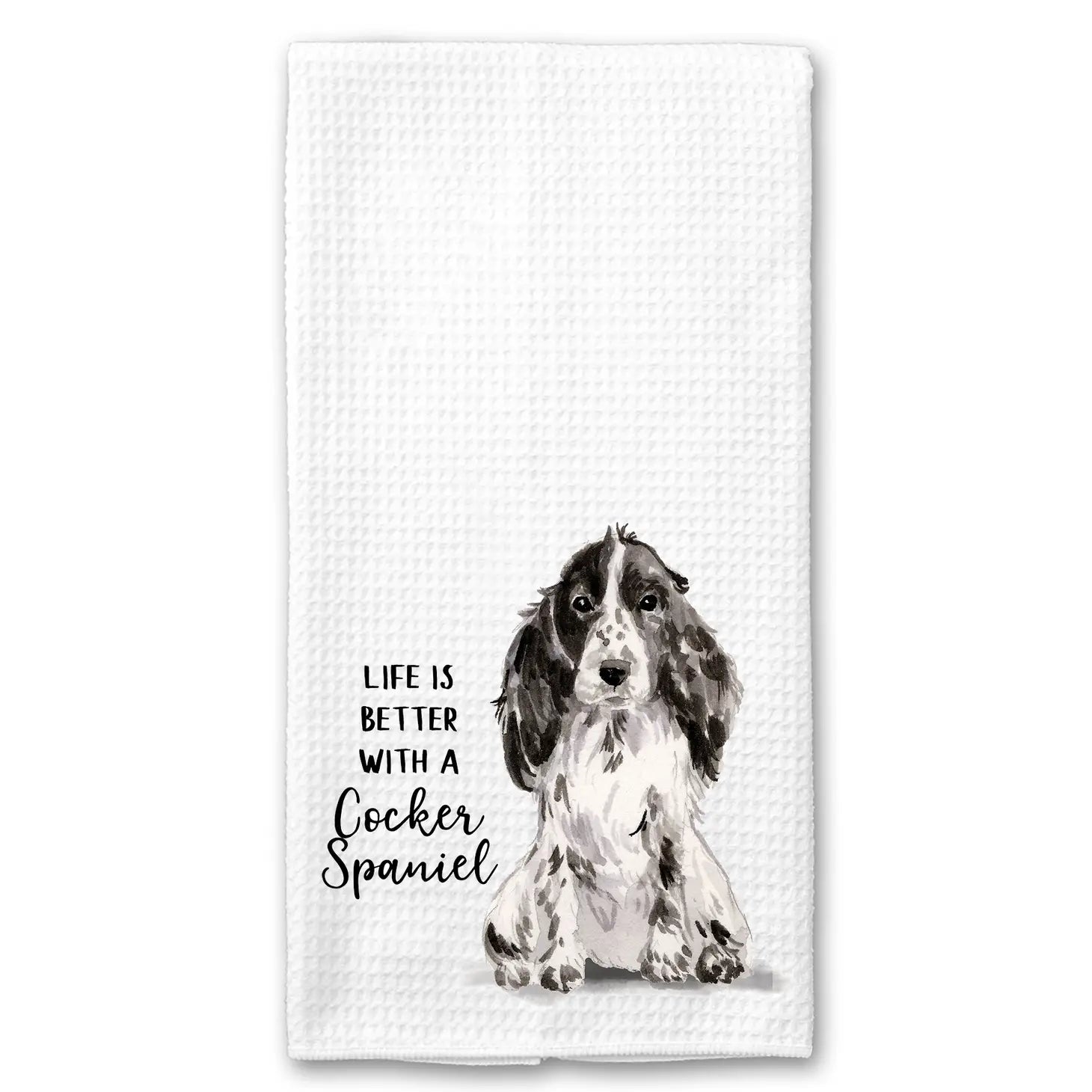 Waffle Kitchen Towel- Life is Better with a Cockerspaniel