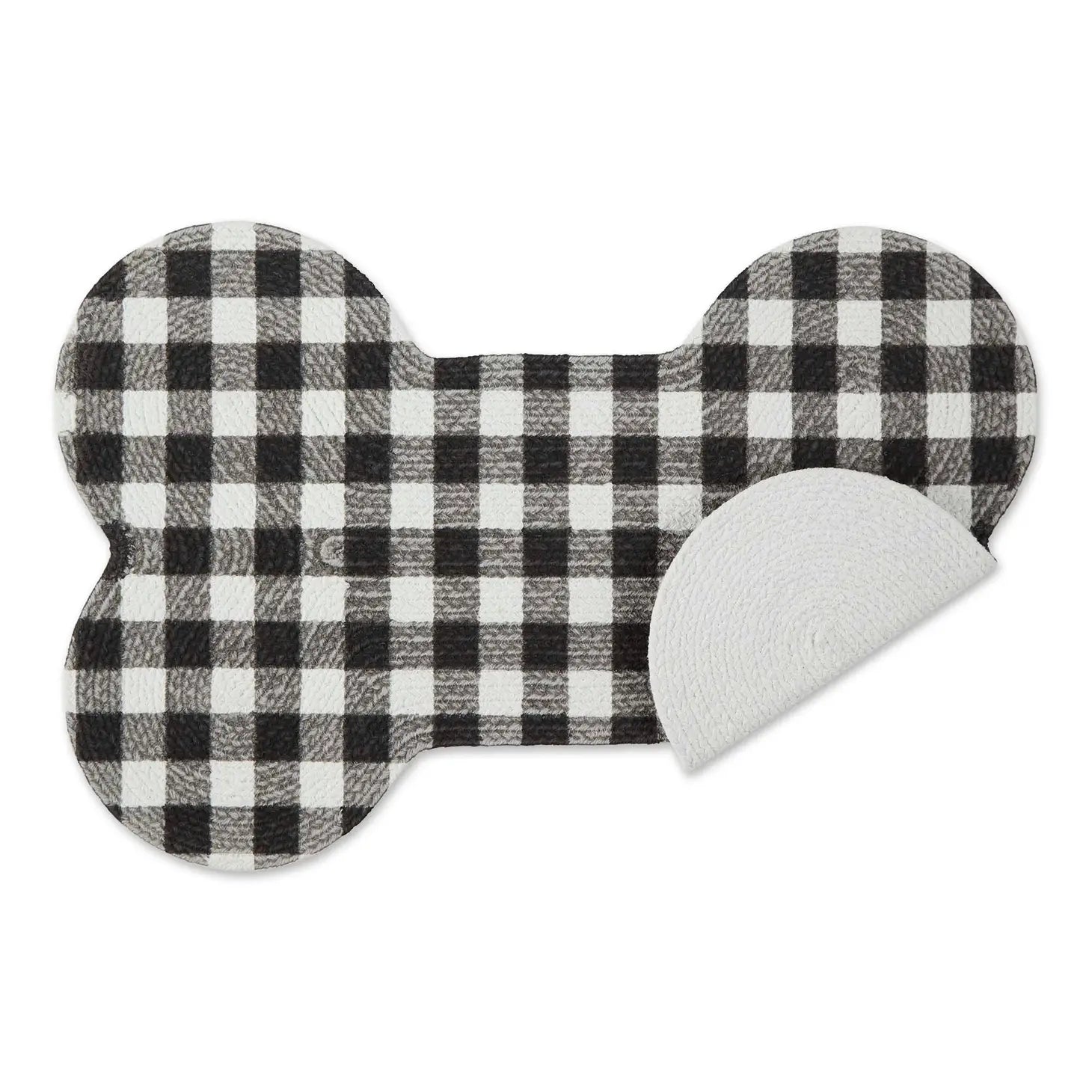 Bull Shape Mat Bone Dry - Mat Bone Shaped Buffalo Plaid Black & White