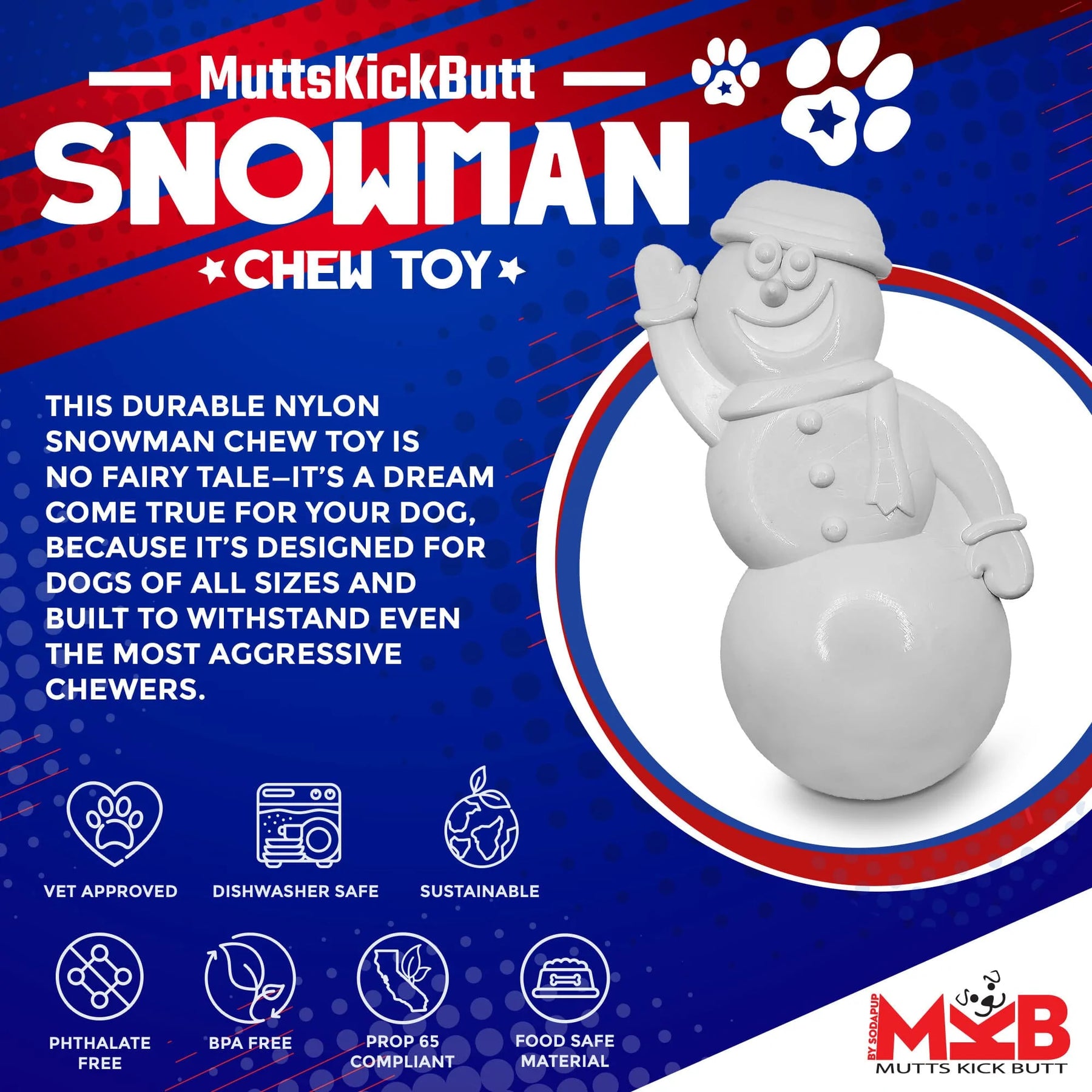 UltraDurable Nylon Snowman Dog Chew Toy