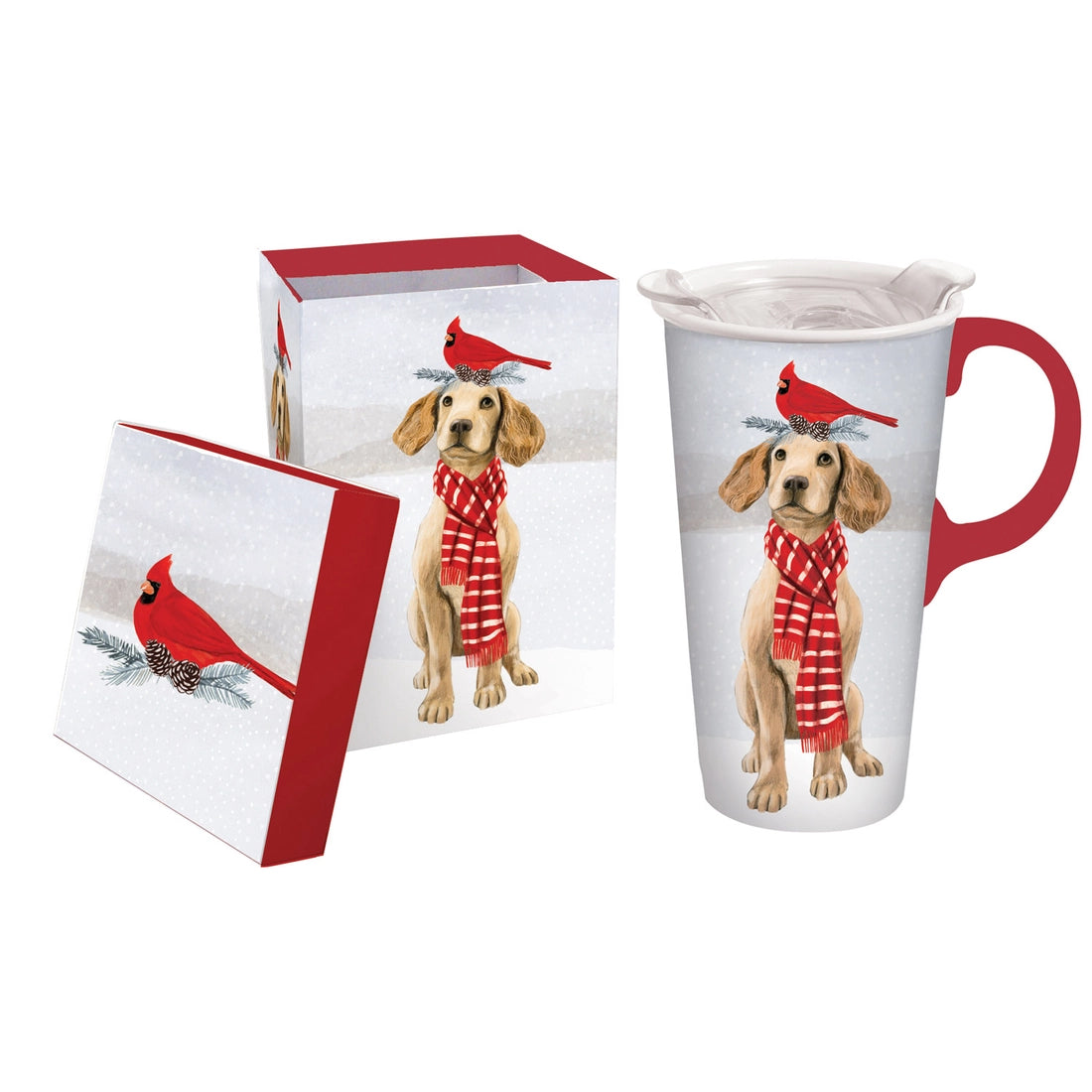 Travel Cup Christmas Dog w/ Lid & Box