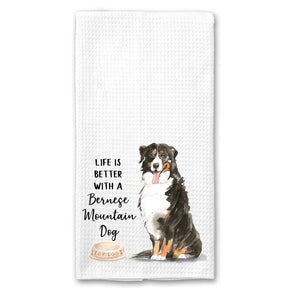Waffle Kitchen Towel- Life is Better with a Bernese Mountain Dog