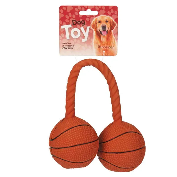 Boss Pet Products - Twin Basketballs Connected In Middle Latex