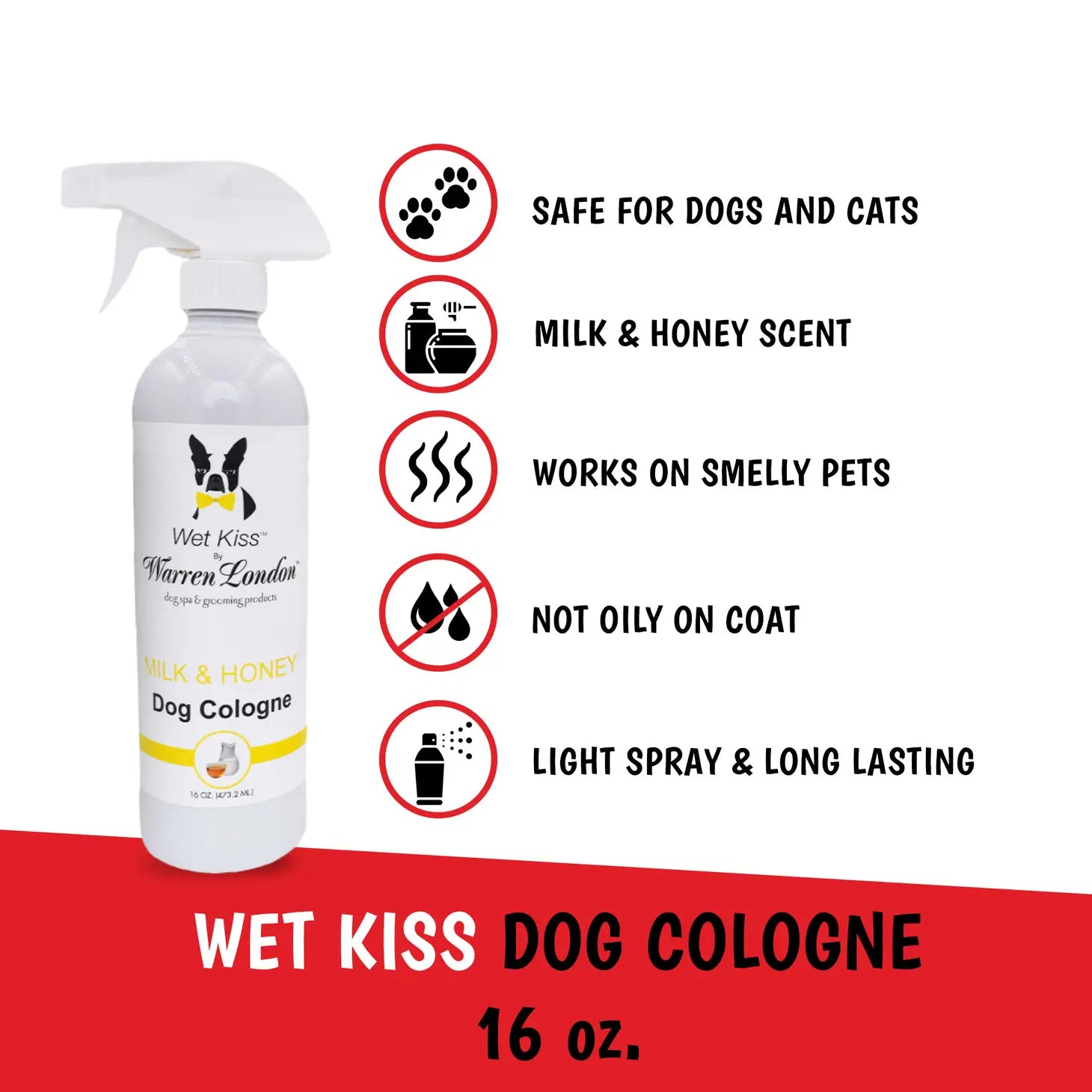 Wet Kiss Dog Cologne Spray	Milk & Honey 16 oz.