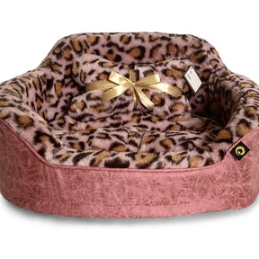 Pet Bed Leopard Princess w Bone 10'' H x 20'' W x 16'' D