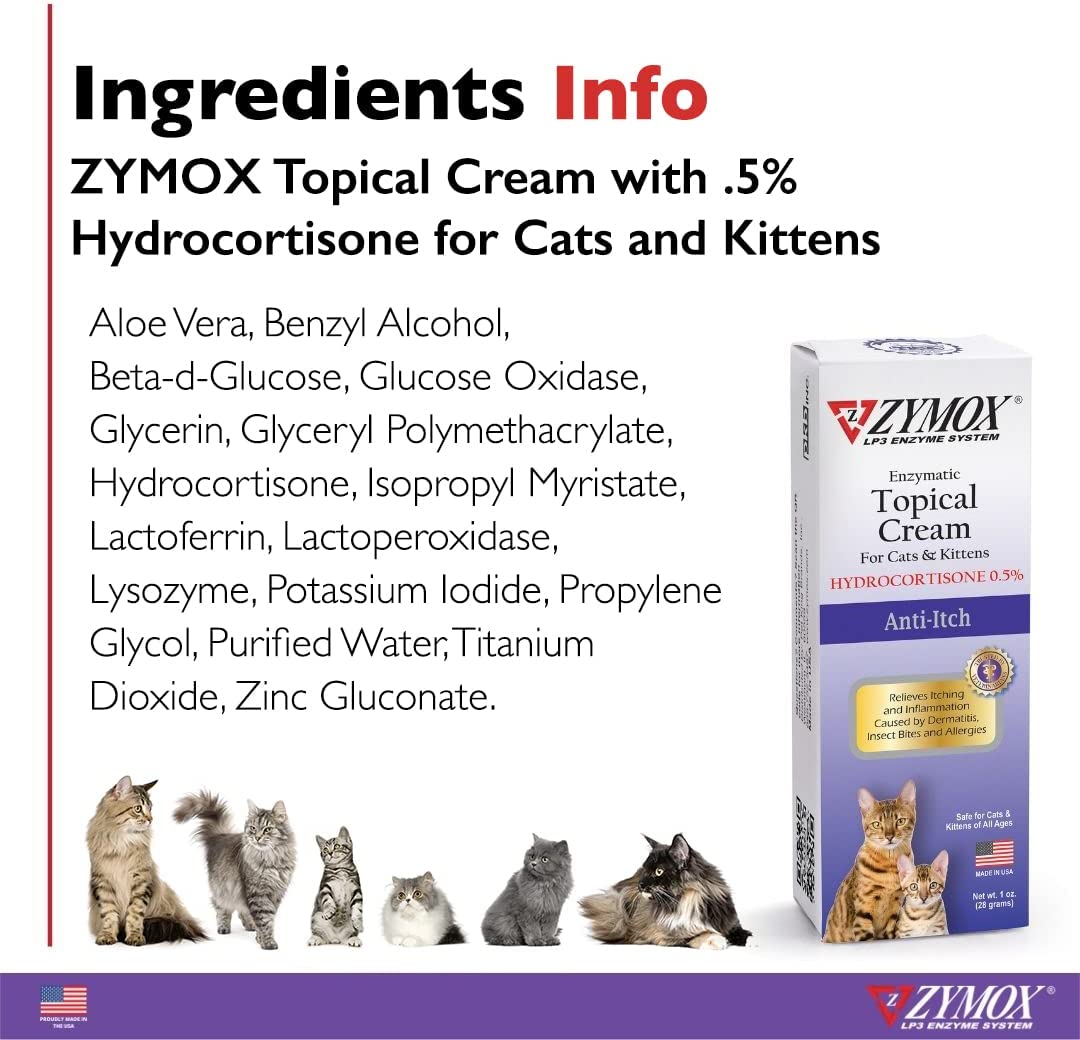 Pet Kings -  Zymox Enzymatic Topical Cream Cats 0.5% Hydrocortisone
