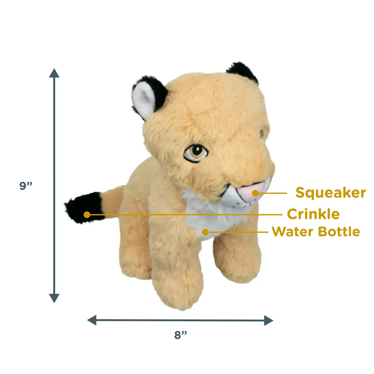 Mountain Lion W/ Water Bottle Crunch, Crinkle & Squeaker