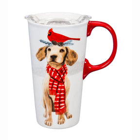 Travel Cup Christmas Dog w/ Lid & Box