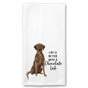 Waffle Kitchen Towel- Life is Better with a Chocolate Lab