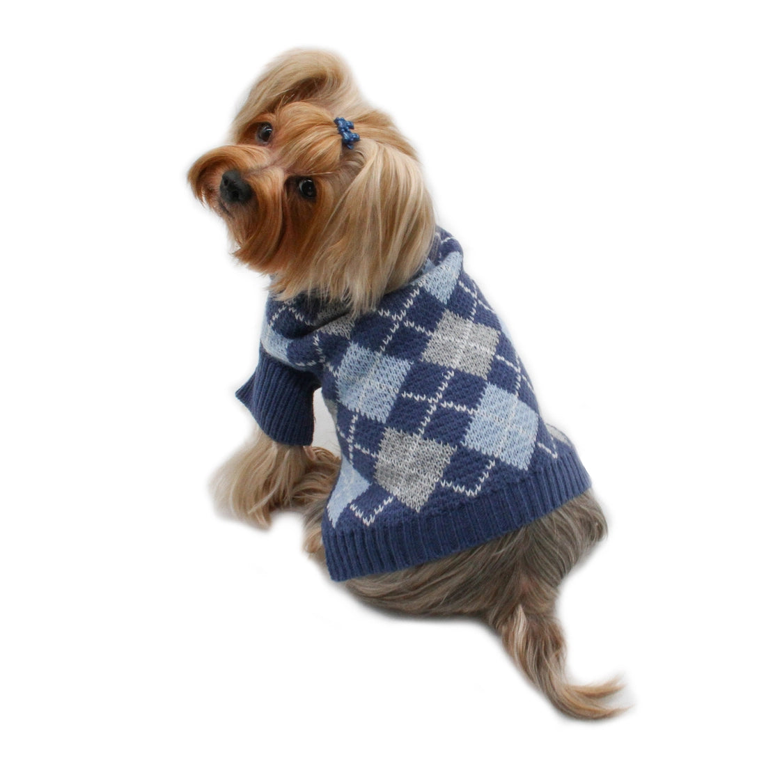 Klippo Argyle Turtleneck Dog Sweater - Navy Blue