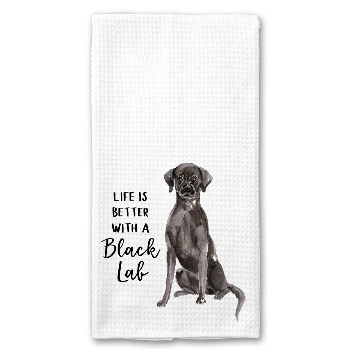 Waffle Kitchen Towel- Life is Better with a Black Lab