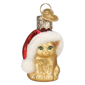 Old World Christmas - Ornament Glass Mini Santa's Kitten