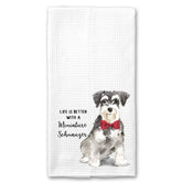Waffle Kitchen Towel- Life is Better with a Miniature Schnuazer