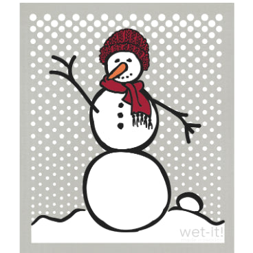 Wet-it! Snowman Red Gray Swedish Cloth