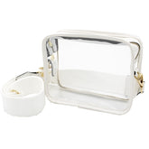 Camera Crossbody - Clear PVC w White 8" x 6” x 2"