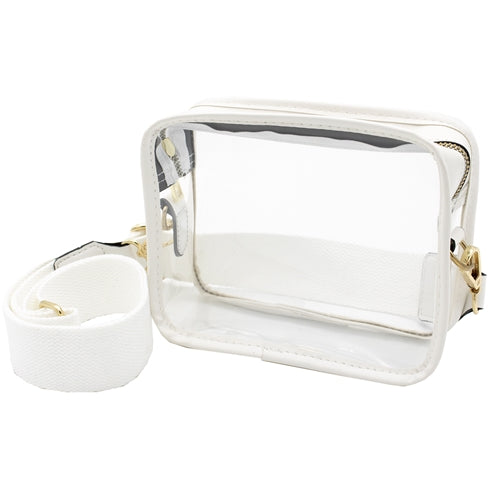Camera Crossbody - Clear PVC w White 8" x 6” x 2"